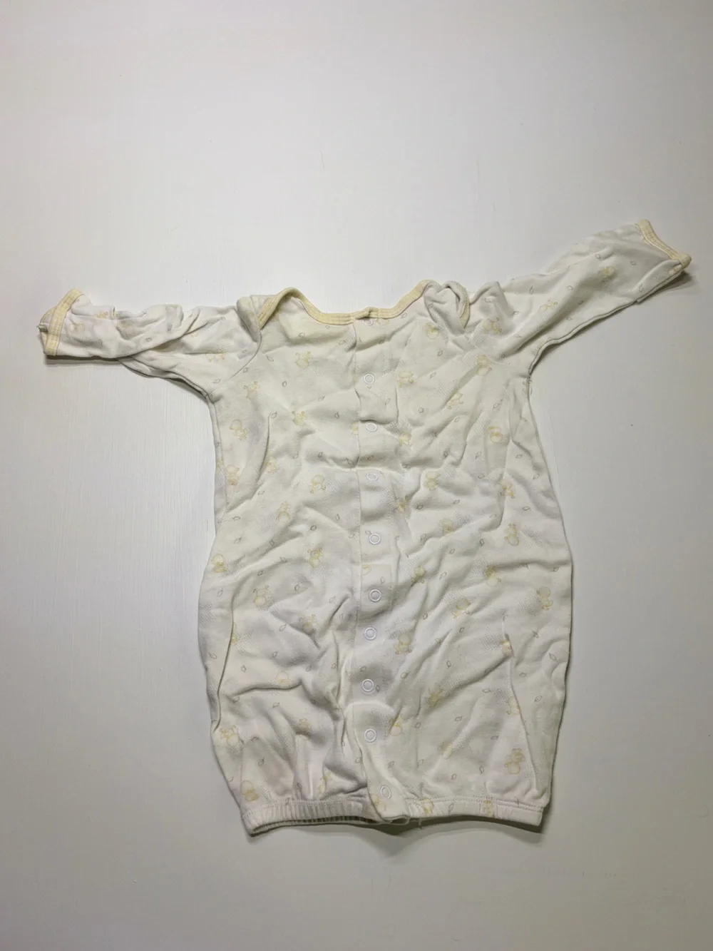 First Impressions Baby Romper 0-9 Months White Yellow Bear Print Cotton